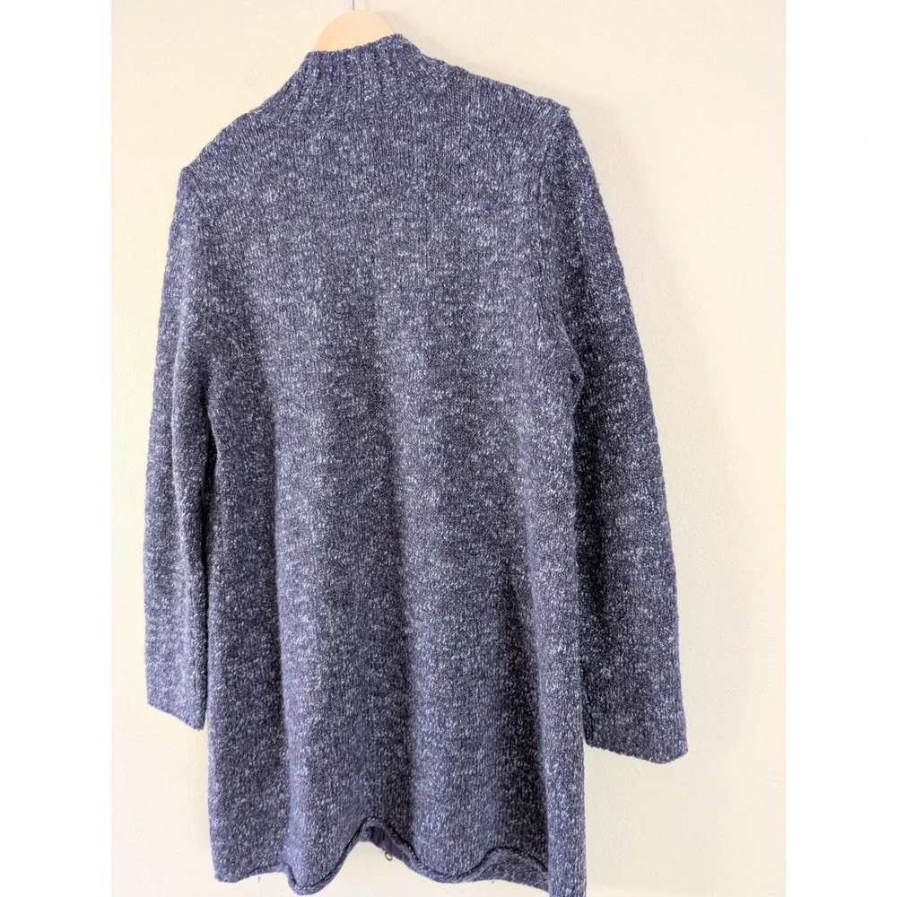 J.Jill Wool Alpaca Blend Full Zip Long Cardigan Purple Marled L‎ Lagenlook Boho